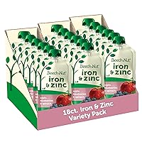 Beech-Nut Baby & Toddler Food Pouches with Iron & Zinc, Apple Blueberry & Spinach Puree, 3.5 oz (18 Pack)