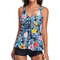 Junior Swimsuit Women Bathing Swimsuits with Boyshorts Tummy Top Tank Print Suits Piece for Women Suits