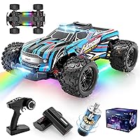 Hosim 1:14 RC Cars with Colorful LED Lights, 40+ KPH High Speed Remote Control Car, 4WD RC Trucks Waterproof Off-Road Jumping Crawler for Boys Children Adults
