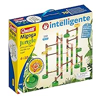 Quercetti Migoga Jungle Marble Run Toy - 110 Piece Set with 12 Colored Marbles and Multi-Start for Simultaneous Launches, Promotes STEM Learning and Building Skills, for Kids Ages 4 Years and Up