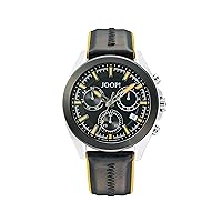 Joop! 2030897 Men's Chronograph Analogue Watch with Nylon / Leather Strap, Black, 10 Bar Waterproof, Comes in Watch Gift Box, Strap.