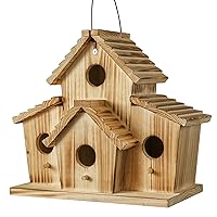 Bird Houses for Outside,Bluebird Finch 4 Room Outdoor Bird Houses for Garden, Up to 4 Bird Families, Large Hole for Bird Families' Needs