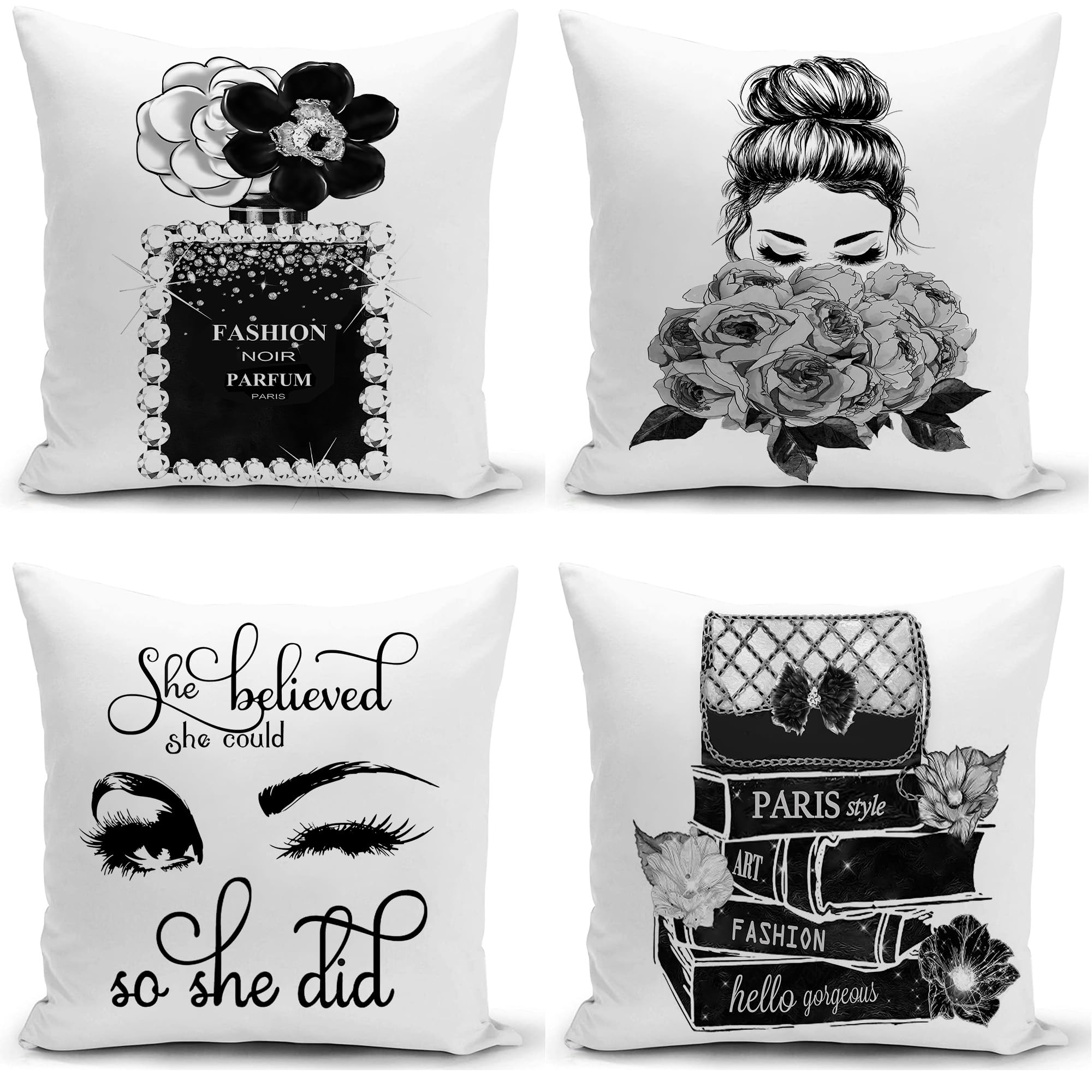 Mua HSINYA Set of 4 18x18 Couch Bed Decorative Pillow Covers Black ...