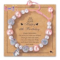 Unicorn Birthday Gifts for Girls, Adjustable Pink Pearl Bracelet Christmas Gifts for 4-12 Year Old Daughter Niece Granddaughter Teen Girls