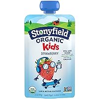 Stonyfield Organic Kids Strawberry Lowfat Yogurt Pouch, 3.5 oz, Single Serve – Includes Live Active Cultures
