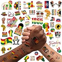 50 Pieces Juneteenth Decorations Temporary Tattoos for Kids Adults, June 19 1865 African American Emancipation Black History Month Independence Day Freedom Tattoo Stickers Decals