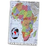 3dRose Florene Modern Maps - Image of Topographic map of Africa - Towels (twl-171746-1)