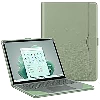 Fintie Sleeve Case for 13.5 Inch Microsoft Surface Laptop 6/5/4/3/2 (Model: 1951/1868/1958/1950/1867/1769), Premium PU Leather Protective Folio Book Cover with Large Pocket, Sage