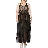 City Chic Women's Maxi Drace with Lace Detail and Mesh Overlay
