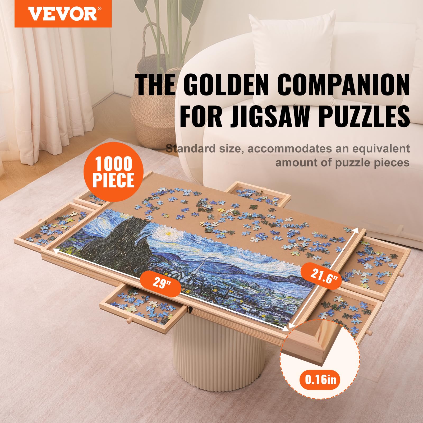 VEVOR 1000 Piece Puzzle Board with 6 Drawers and Cover, 29