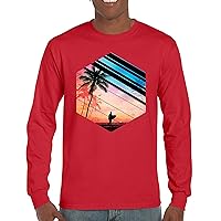 Surfer Paradise Long Sleeve T-Shirt Vintage Ocean Summer Surfing Wave Vacation Sea Beach Surfboard Peddle Boarding