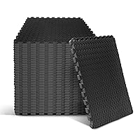 Yes4All Thicker EVA Foam Puzzle Exercise Mats for Home Gym Workout ¾” Interlocking Floor Tiles for Fitness Equipment - Black - 120 Square Feet
