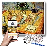 DIY Painting Kits for Adults Still Life with Drawing Board Pipe Onions and Sealing Wax Painting by Vincent Van Gogh Arts Craft for Home Wall Decor 20X30CM