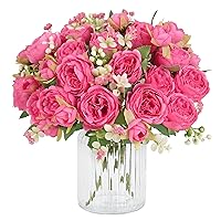 MARTINE MALL 4 Packs Rose Red Peonies Artificial Flowers 4 Packs Dark Pink Peonies Artificial Flowers