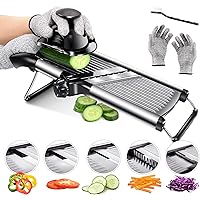 Masthome Mandoline Food Slicer Adjustable Thickness for Cheese Fruits Vegetables Stainless Steel Food Cutter Slicer Dicer with Extra Brush and Blade Guard for Kitchen