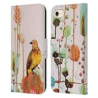 Head Case Designs Officially Licensed Sylvie Demers Gold Birds 3 Leather Book Wallet Case Cover Compatible with Apple iPhone 7/8 / SE 2020 & 2022