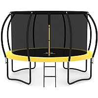 JUMPZYLLA Trampoline 8FT 10FT 12FT 14FT 15FT 16FT Trampoline with Enclosure - Recreational Trampolines with Ladder and AntiRust Coating, ASTM Approval Outdoor Trampoline for Kids