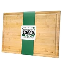 Freshware 20 Inch 2XL Bamboo Cutting Boards for Kitchen, Stove Top Butcher Block, Extra Large Wooden Carving Board for Meat, Veggies, Charcuterie Board with Deep Juice Grooves (2XL, 20x14