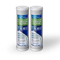Block Activated Carbon Coconut Shell Water Filter Cartridge 5 Micron for RO & Standard 10â€ Housing WELL-MATCHED with WFPFC8002, WFPFC9001, WHCF-WHWC, WHEF-WHWC, FXWTC, SCWH-5 (2 Pack)