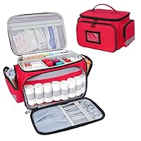 Medicine Organizer Storage Bag Empty, Home Health Nurse Bag, Pill Bottle Organizer Box, Medication First Aid Travel Bag for Nurses,Red