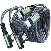 AINOPE 240W USB C to USB C Cable (6.6ft 2Pack), C to C Type Fast Charging Cable Braided USB C Charger Cable, USBC to USBC Cable Right Angle for Samsung Galaxy S24, iPhone 15 Pro, MacBook, iPad Pro Air