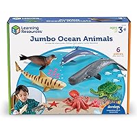 Learning Resources Jumbo Ocean Animals - 6 Pieces, Ages 3+ Toddler Learning Toys, Sea Animals Figure for Kids, Preschool Toys