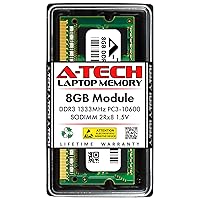 A-Tech 8GB DDR3 1333MHz PC3-10600 CL9 SODIMM 2Rx8 1.5V 204-Pin Non-ECC SO-DIMM Laptop, Notebook RAM Memory Module