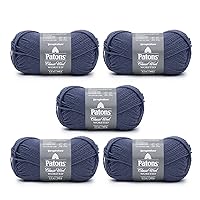 Patons Classic Wool Indigo Yarn - 5 Pack of 3.5oz/100g - Wool - 4 Medium - 210 Yards - Knitting/Crochet