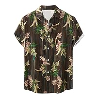 Hawaiian Shirts for Men 2023 Summer Short Sleeve Turndown Collar Button Down Casual Printed Beach Vacation Shirt