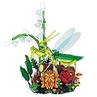 66109 Flower and Chinese Mantis Building Block Set, Flower and Insect Building Toy, 753 Bricks Rose Botanical Bonsai Display Décor, Great Gift for Kids and Nature Lovers Adults