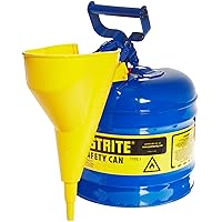 Justrite 7120310 2 Gallon, Galvanized Steel Type I Blue Safety Can With Funnel