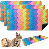 Rainbow Guinea Pig Cage Liners, 3PCS 48x24 Guinea Pig Bedding Pads, Large Washable & Reusable Guinea Pig Super Absorbent Pee Pad for Rabbit Hamster Chinchilla Bunny Rat or Other Small Animal