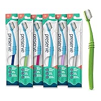 Eco Friendly Adult Toothbrushes, Made in The USA from Recycled Plastic, Lightweight Package, Soft Bristles, Colors Vary, 6 Pack