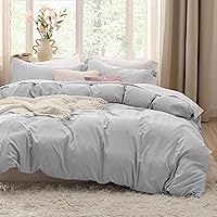 Bedsure Duvet Cover King Size - Soft Prewashed King Duvet Cover Set, 3 Pieces, 1 Duvet Cover 104x90 Inches with Zipper Closure and 2 Pillow Shams, Light Grey, Comforter Not Included