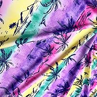 Nylon Spandex Fabric 4 Way Stretch | Miami Palm Trees Print | Perfect for Making Designs Swimwear Dresses Dancewear Gym wear Sportswear | Continuous Yard x 60