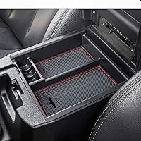 JDMCAR Center Console Tray Organizer Compatible with Toyota Tacoma Accessories 2016-2022 2023, Armrest Insert Container ABS Material Secondary Storage Box-(Red Trim)
