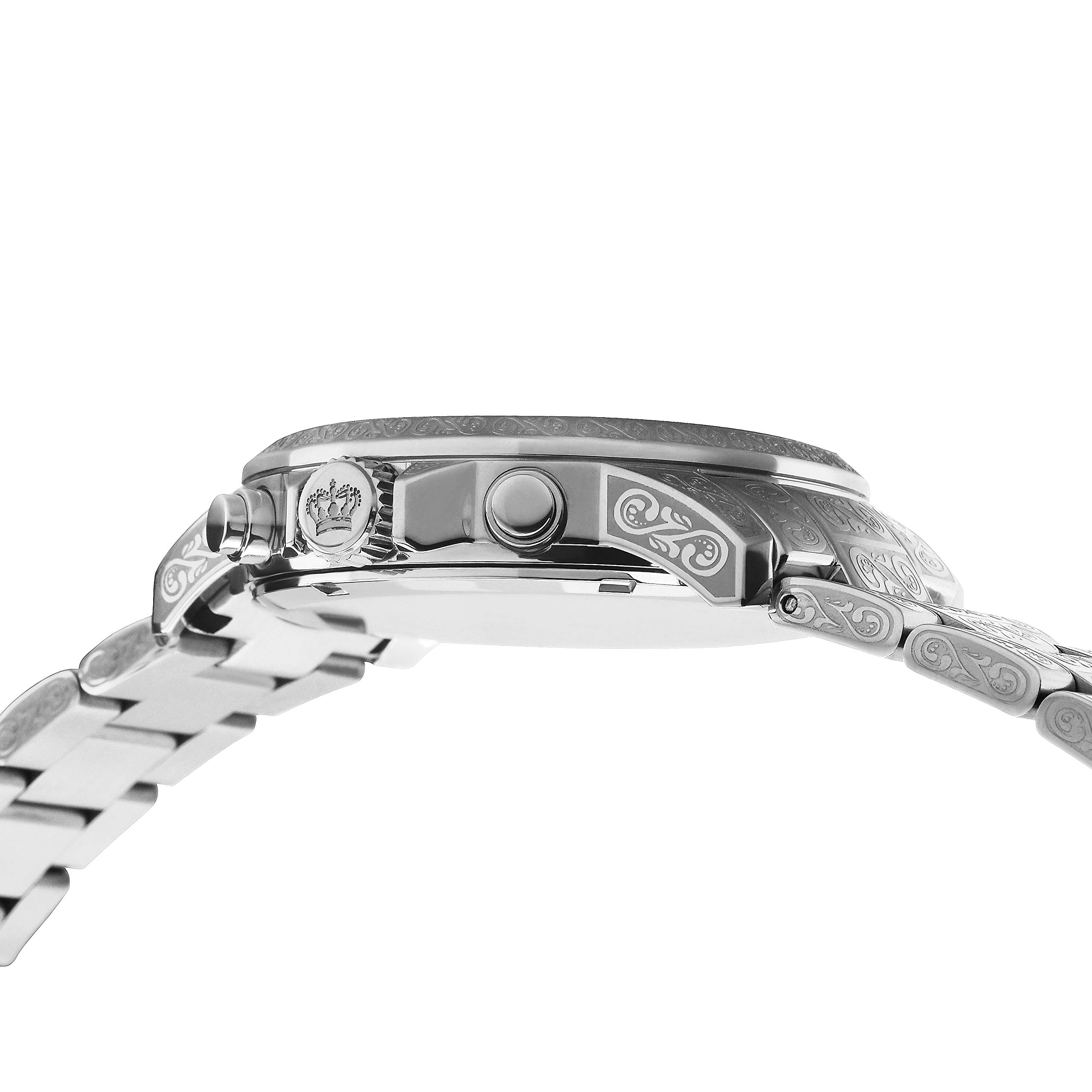 LOUIS XVI Herren-Armbanduhr Palais Royale Stahlband Silber Schwarz Karbon echte Diamanten Römische Zahlen Chronograph Analog Quarz Edelstahl 1019