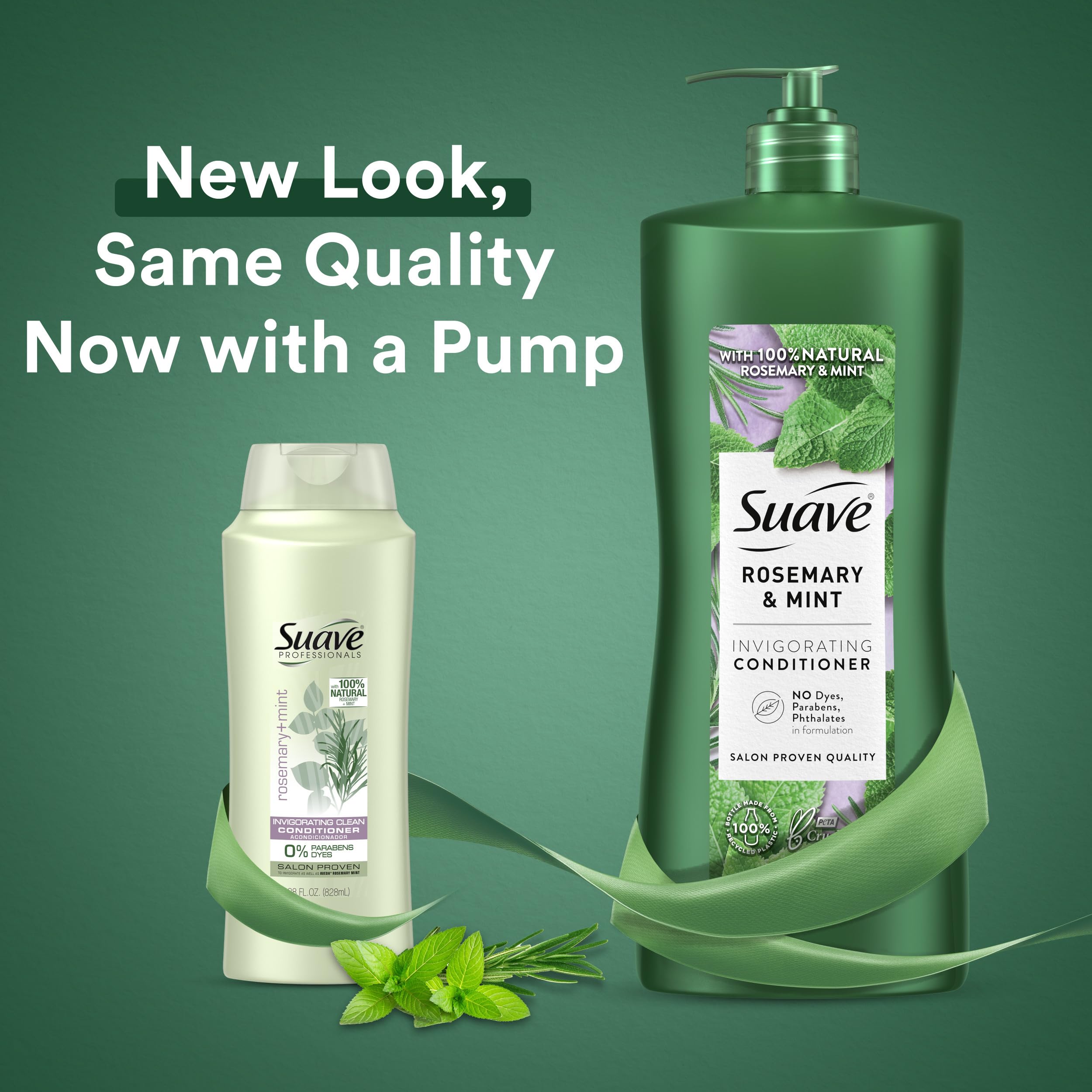 Suave Natural Rosemary & Mint Conditioner, for Strong & Healthy Hair, No Dyes, No Parabens, No Phthalates, 28 oz Pack of 4