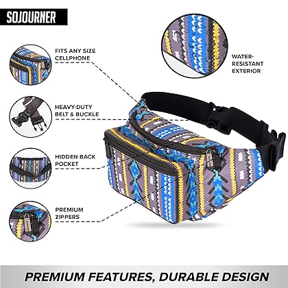 Mens Boho Aztec Fanny Pack Belt Bag I Boho Fanny Packs for Women Fashionable - Plus Size Boho - Crossbody Bag Bum bag Waist Bag Boho for Halloween (Gray)