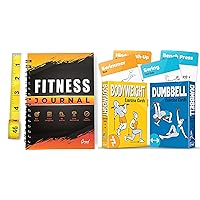 Advanced Fitness Journal for Women & Men & [2-PACK] Bodyweight & Dumbbell Workout Cards