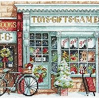 Dimensions Gold Collection Counted Cross Stitch Kit, Toy Shoppe Christmas Cross Stitch, 18 Count White Aida, 6'' x 6''