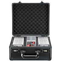 Graded Card Case, 3 Slots Graded Card Storage Box, Waterproof Sports Trading Card Case Fits PSA, CSG, BGS, SGC, Sturdy Graded Sports Card Storage Box with Coded Lock, Easy to Carry