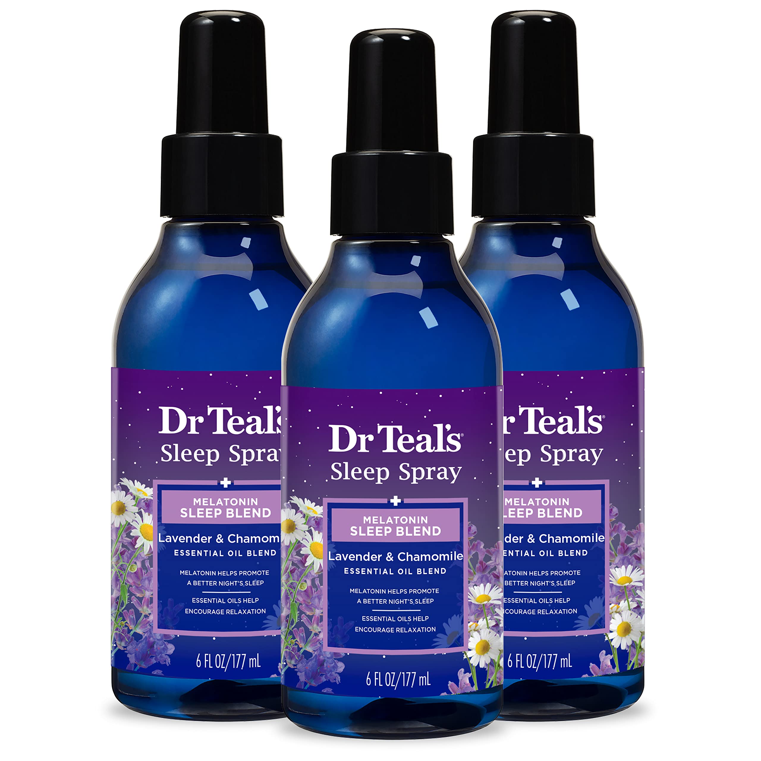 Dr Teal's Sleep Spray, Melatonin & Essential Oils, 6 fl oz (Pack of 3) (Packaging May Vary)