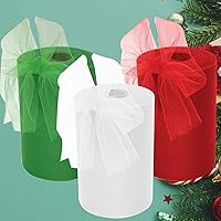 Tulle Fabric Rolls 3 Colors, 6 inch 100 Yard Ribbon Spool DIY Tutu Christmas Party Gift Wrapping Wedding Bow Home Decoration (White, Green, Red)