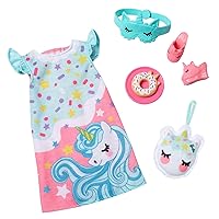 Barbie: My First Barbie Clothes, Fashion Pack for 13.5-inch Preschool Dolls, Pajamas and Slippers with Bedtime Accessories