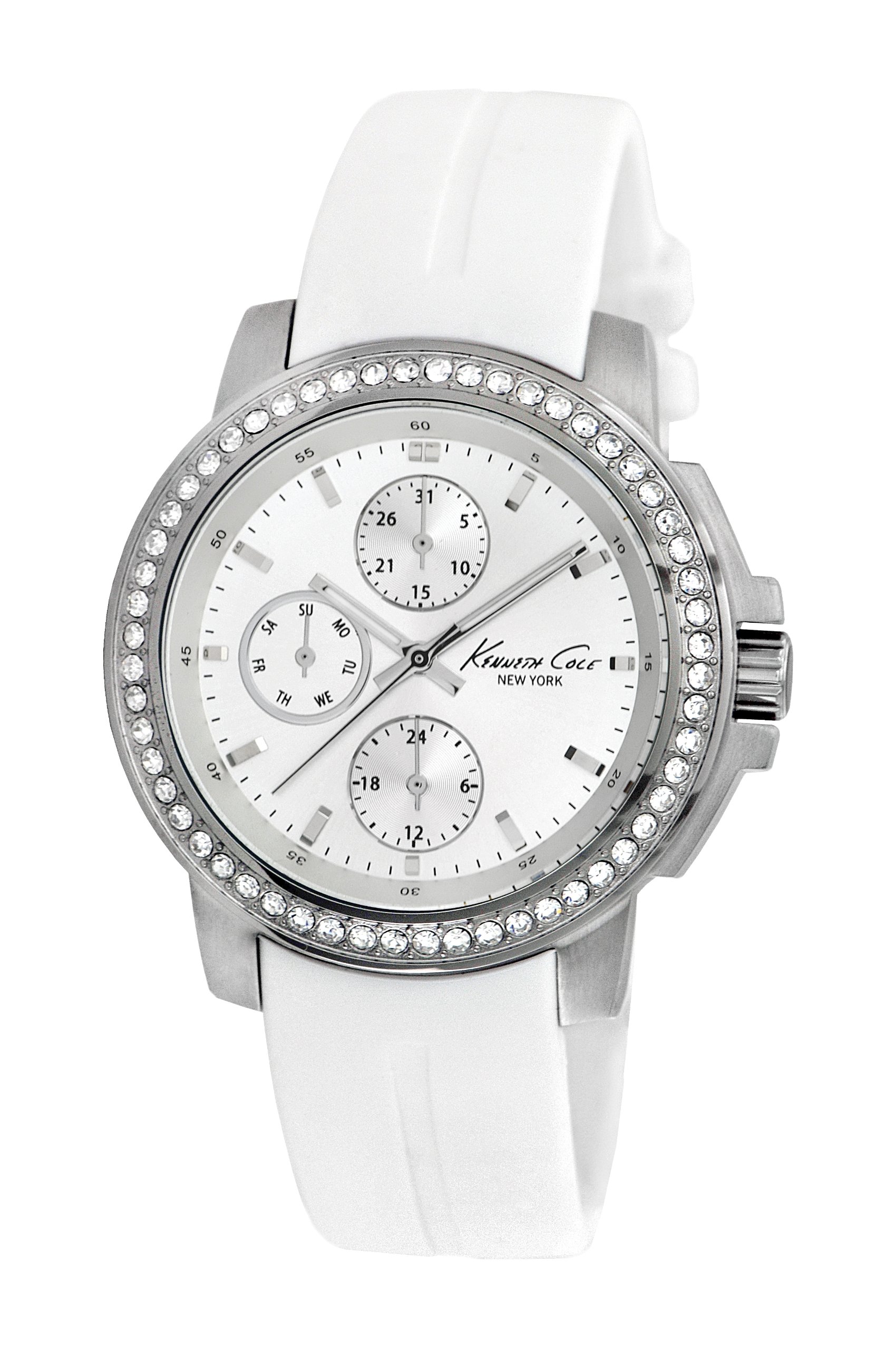Kenneth Cole New York Women's Japanese Quartz Stainless Steel Case Silicone Strap White, (Model:KC2736)
