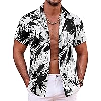 COOFANDY Mens Hawaiian Shirt Short Sleeve Button Down Shirts Tropical Summer Beach Shirts Casual Floral Aloha Shirts