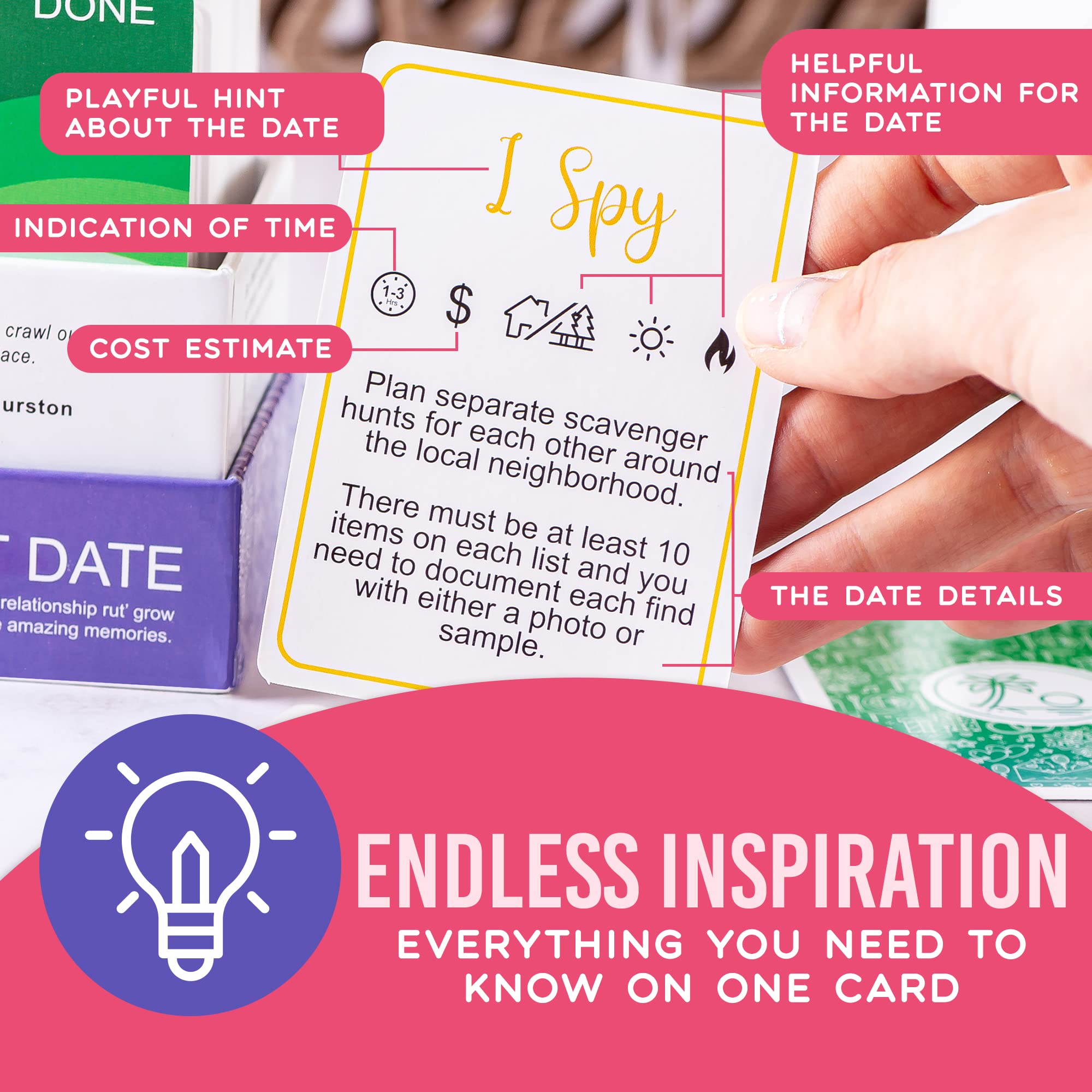 200 Awesome Date Night Ideas - Have Fun and Build Connection with Question Cards, Couples Games and Romantic Adventures - Dating or Married Couples Date Night Kit - Couples Card Games for Adults