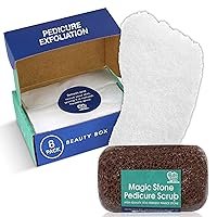 Pedicure Exfoliation Beauty Box with 6 Exfoliating Foot Scrubber Bath Sponges & 2 Magic Pumice Stone for Feet Callus Remover | Gentle Sponge Pad & Foot Scrubbing Stone for Deep Cleansing