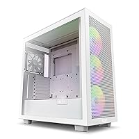 H7 Flow RGB CM-H71FW-R1 - Compact ATX Mid-Tower PC Gaming Case – High Airflow Perforated Front Panel – Tempered Glass Side Panel – 3 x F140 RGB Core Fans Included – 360mm Radiator Support – White